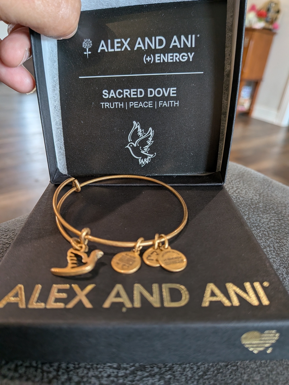 Alex and Ani Sacred Dove Gold Bracelet - Truth, Peace, Faith